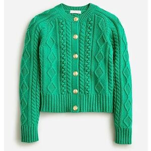 J. Crew Cable-knit Cardigan Sweater in Green